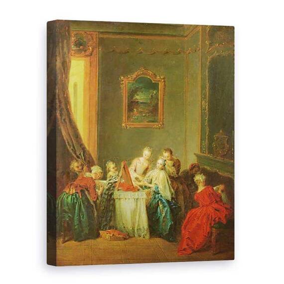 Tablou Canvas - Jean-Baptiste Joseph Pater - Toaleta, Tanara femeie la masa ei de toaleta - - Roveli