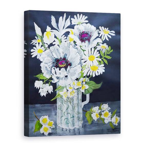 Tablou Canvas - Joan Thewsey - Maci albi, Marguerite si Philadelphus - - Roveli