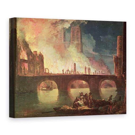 Tablou Canvas - Jean Baptiste Genillion - Un incendiu la Hotel-Dieu in 1772 - - Roveli