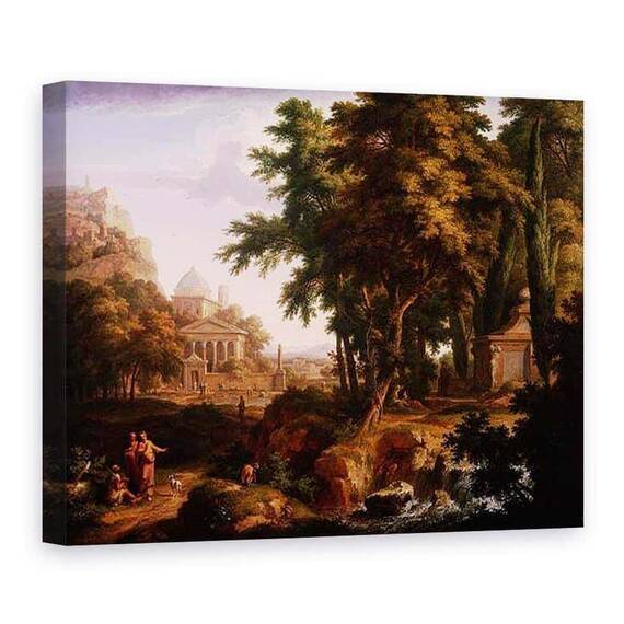 Tablou Canvas - Jan van Huysum - Peisaj Arcadian cu Sfantul Petru si Sfantul Ioan Vindecarea Omului Infirm - - Roveli