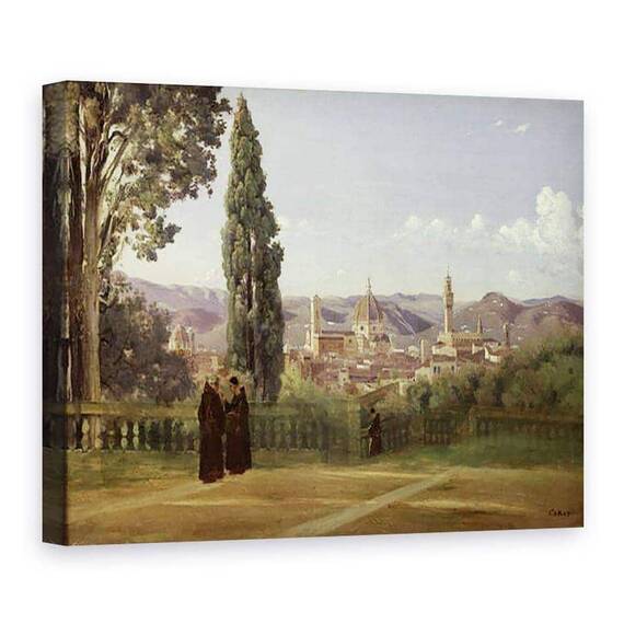 Tablou Canvas - Jean Baptiste Camille Corot - Vedere spre Florenta din Gradina Boboli - - Roveli