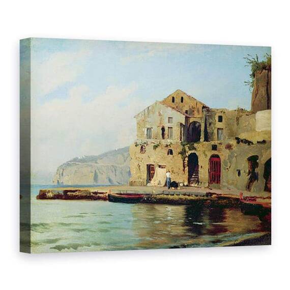 Tablou Canvas - Louis Gurlitt - Casa pe plaja la Sorrento - - Roveli