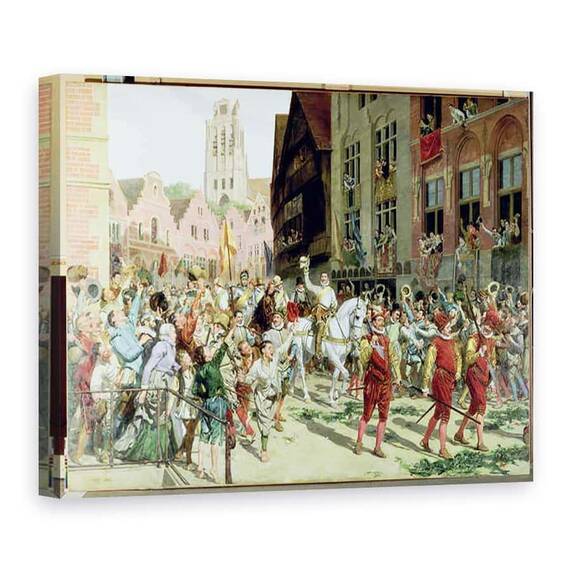 Tablou Canvas - Lucien Alphonse Gros - Sosirea triumfala in Rotterdam a Printului Maurice de Orange-Nassau dupa batalia de la Nieuwpoort din 1600 - - Roveli