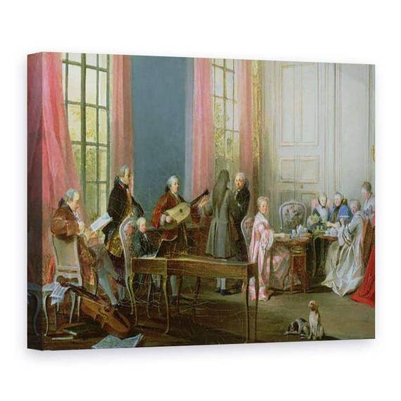 Tablou Canvas - Michel Barthelemy Ollivier - Tanarul Mozart la clavichord, detaliu de la Le The a lAnglaise, un concert la casa Princesse de Conti - - Roveli