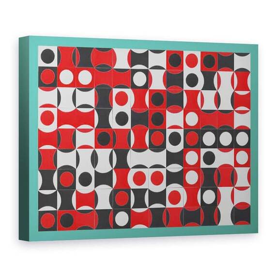 Tablou Canvas - Peter McClure - NEGRU ALB & ROSU COMPOSIT - - Roveli