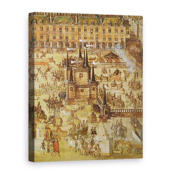 Tablou Canvas - Scoala franceza - Place Royale si Carusel in 1612 - - Roveli