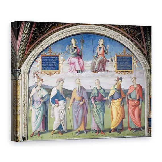 Tablou Canvas - Pietro Perugino - Lunette de Prudence si Justitie, de la Sala dellUdienza - - Roveli