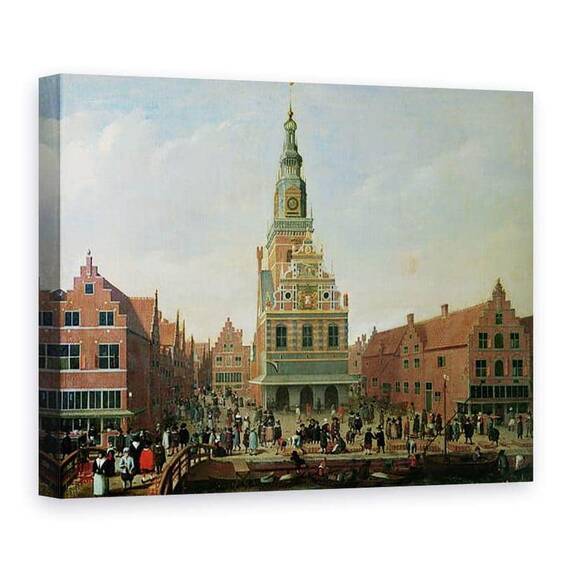 Tablou Canvas - Scoala olandeza - Vedere la cantarirea si piata branzeturilor de la Alkmaar - - Roveli