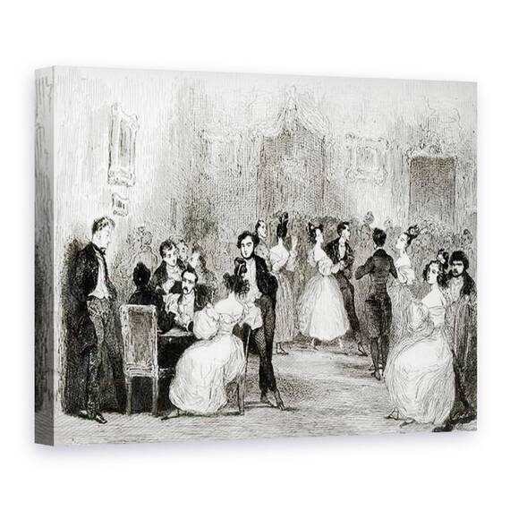 Tablou Canvas - Tony Johannot - O seara la Casa lui Charles Nodier 1780-1844 1831 w/c pe hartie - - Roveli