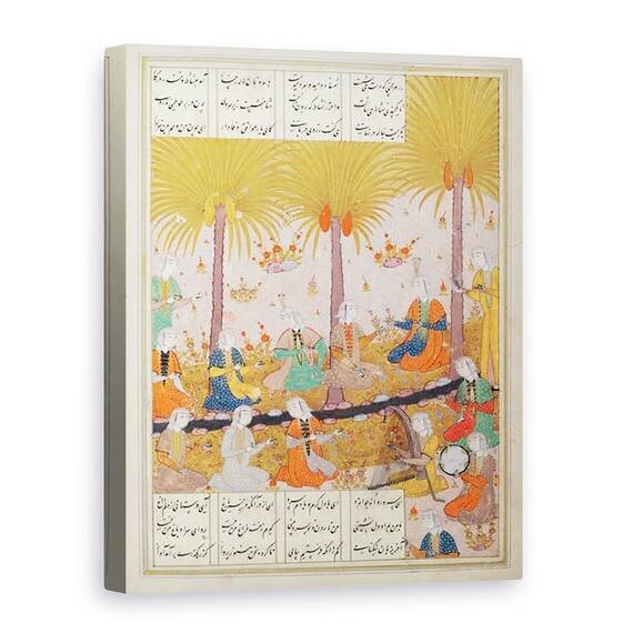 Tablou Canvas - Scoala Persana - MS D-212 Ilustratie pentru un poem de Elyas Nezami ilustrand fete intr-o gradina cantand laudele poeziei sale - - Roveli