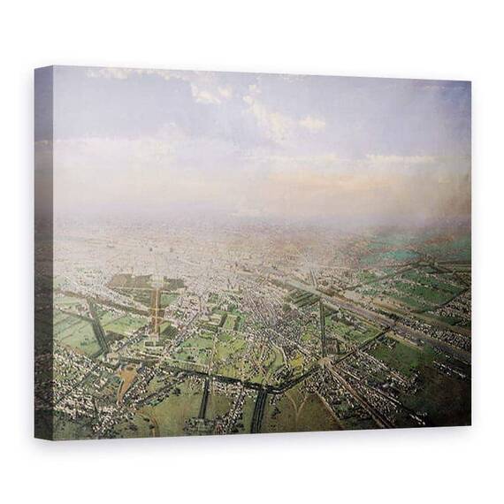Tablou Canvas - Victor Navlet - Vedere generala a Parisului dintr-un balon cu aer cald - - Roveli