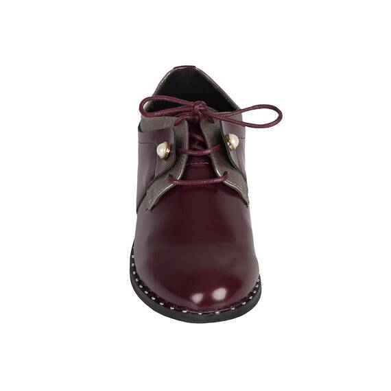 Pantofi de dama cu siret si talpa joasa  A7161-B, Culoare (12): Visiniu, Marime (12): 40 - 3- Roveli