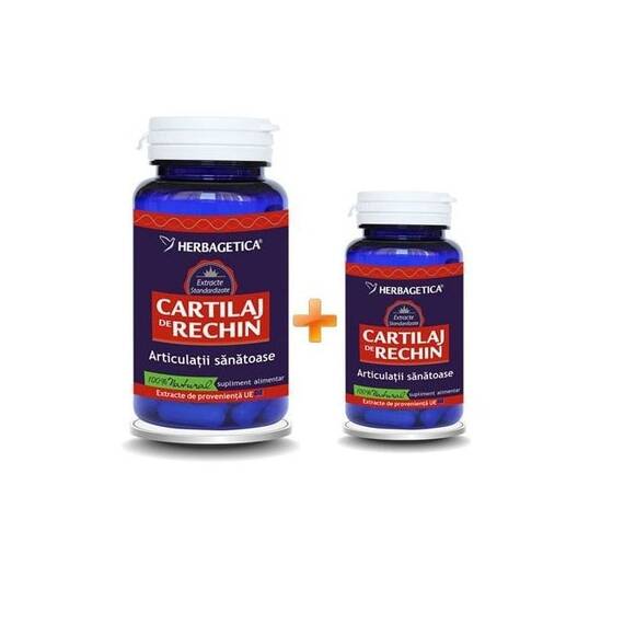 Cartilaj de Rechin Pachet 60 capsule + 10 capsule Herbagetica - - Roveli