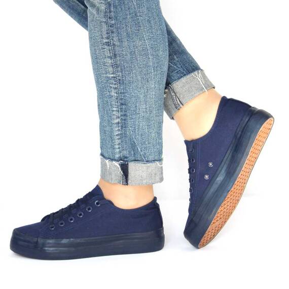 ​Tenisi dama albastri cu talpa joasa si comoda F001-DK.BLUE, Culoare (12): Bleumarin, Marime (12): 39* - - Roveli