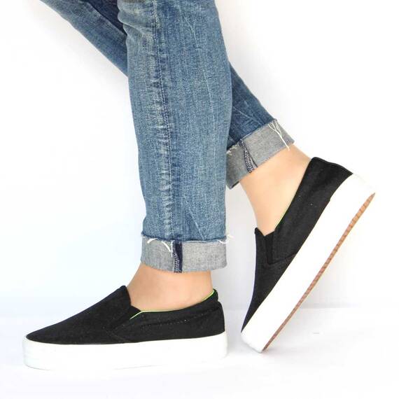 Espadrile dama cu insertii stralucitoare 5078-BLACK, Culoare (12): Negru, Verde neon, Marime (12): 35 - - Roveli