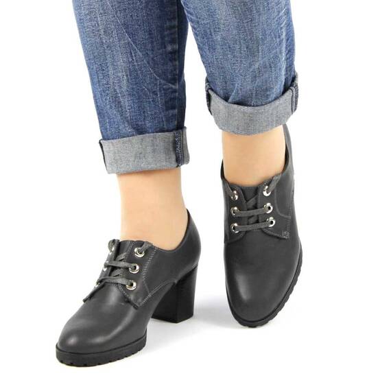 Pantofi de dama comozi cu toc gros ,comod si siret SF889-233-GREY, Culoare (12): Gri inchis, Marime (12): 39 - 2- Roveli