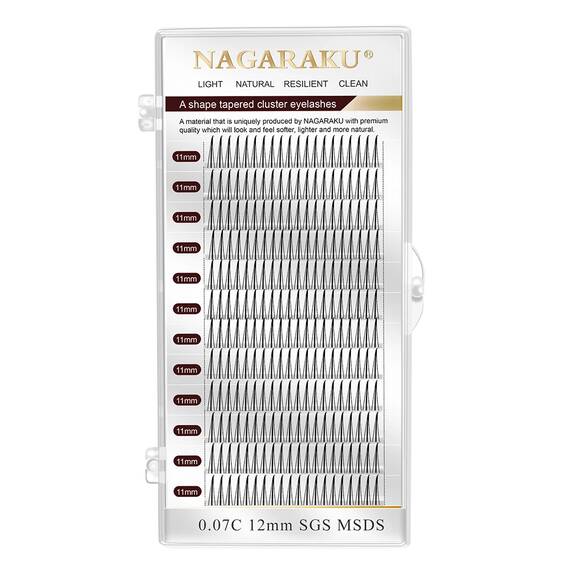Extensii de gene forma A curbura D Nagaraku, extensii gene premium, 12 linii, Culoare (26): negru, Grosime (26): 0.07, Lungime (26): 10 mm - - Roveli