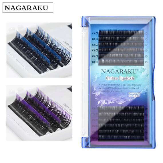Extensii de gene Ombre, curbura C Nagaraku, extensii gene premium, 12 linii - - Roveli