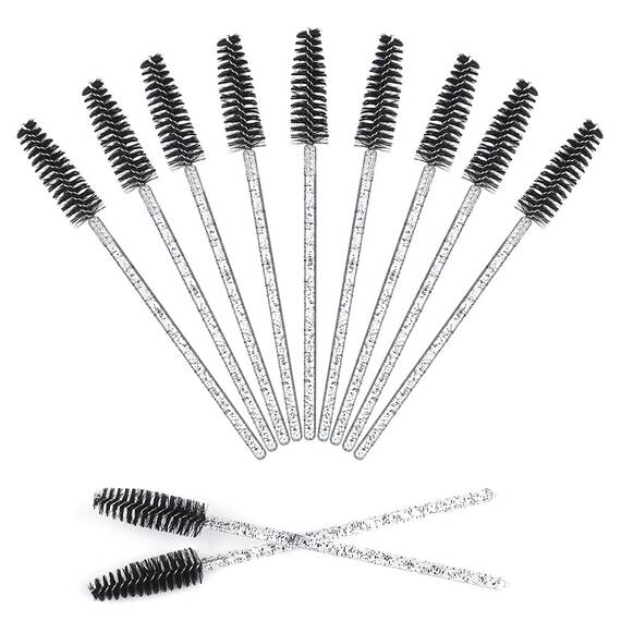 Periute Mascara cu sclipici pentru pieptanarea extensiilor de gene- 50 buc, Culoare (26): negru - - Roveli