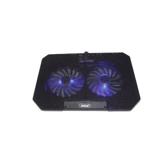 Cooler si supot pentru laptop cu 2 ventilatoare, Culoare (tm): negru - - Roveli