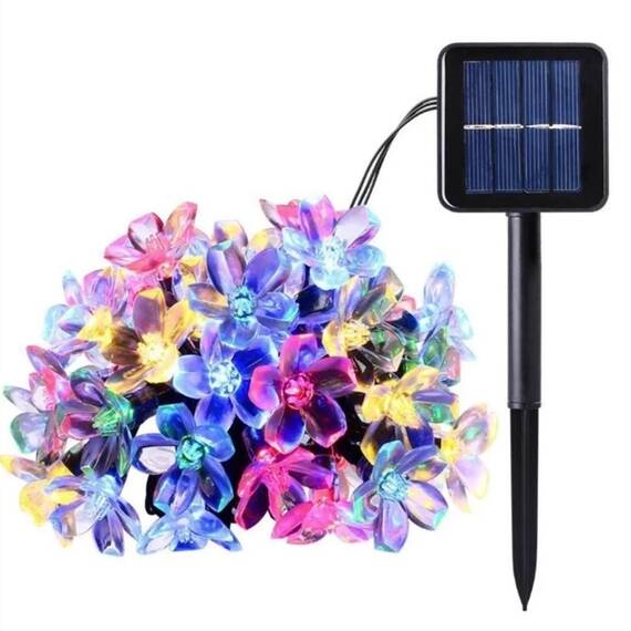 Ghirlanda solara cu bec in forma de floare RGB - - Roveli