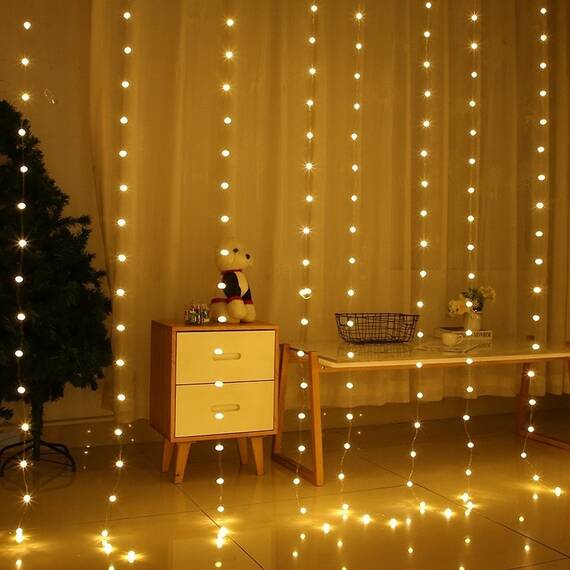 Instalatie pentru craciun, perdea luminoasa, cu Becuri Flori de Gheata - - Roveli