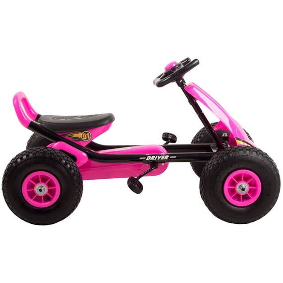Kart cu pedale si roti gonflabile Driver Kidscare Roz - 2- Roveli