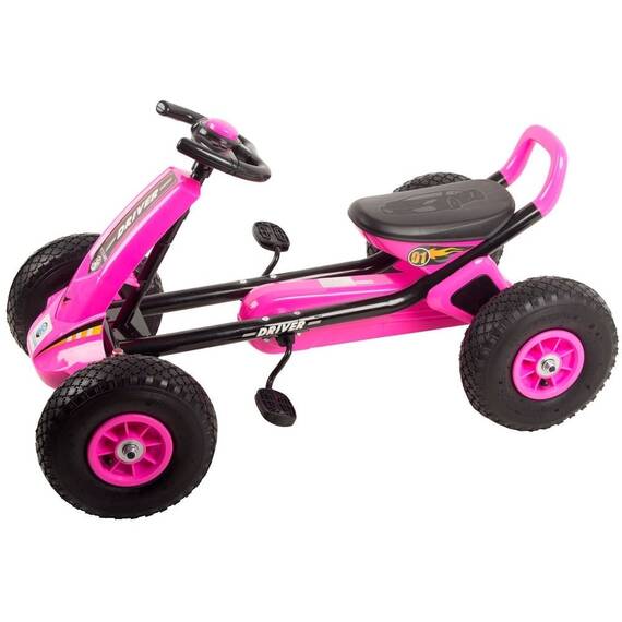Kart cu pedale si roti gonflabile Driver Kidscare Roz - 3- Roveli