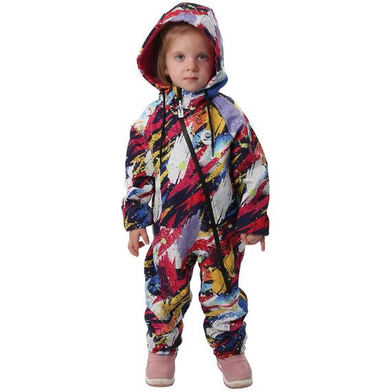 Salopeta impermeabila pentru copii Kidscare, cu protectie la vant si ploaie cu imprimeu Graffiti, Marime (132): 122 - 2- Roveli