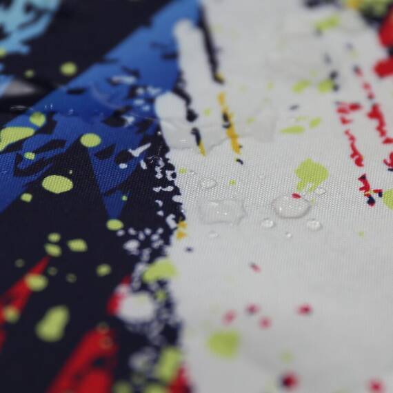 Salopeta impermeabila pentru copii Kidscare, cu protectie la vant si ploaie cu imprimeu Graffiti, Marime (132): 122 - 8- Roveli