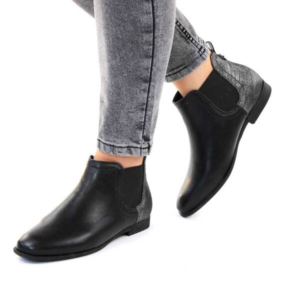 Botine de dama joase,cu benzi elastice laterale 52181-BLACK, Culoare (12): Negru, Gri inchis, Marime (12): 36 - - Roveli