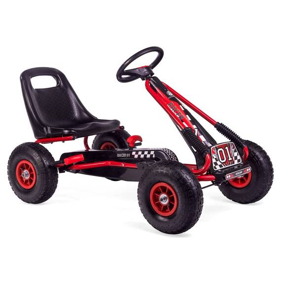 Kart cu pedale Racer Air Kidscare, roti gonflabile si frana de mana - - Roveli
