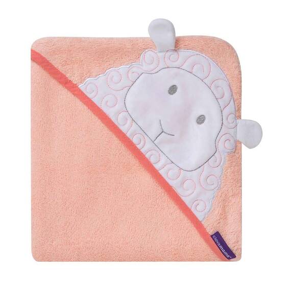 Prosop de baie pentru bebelus si mama Bamboo Lily the Lamb coral Clevamama - - Roveli