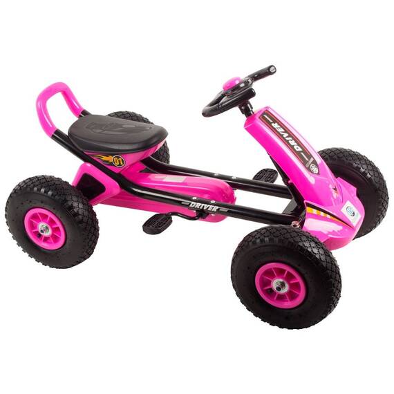 Kart cu pedale si roti gonflabile Driver Kidscare Roz - - Roveli