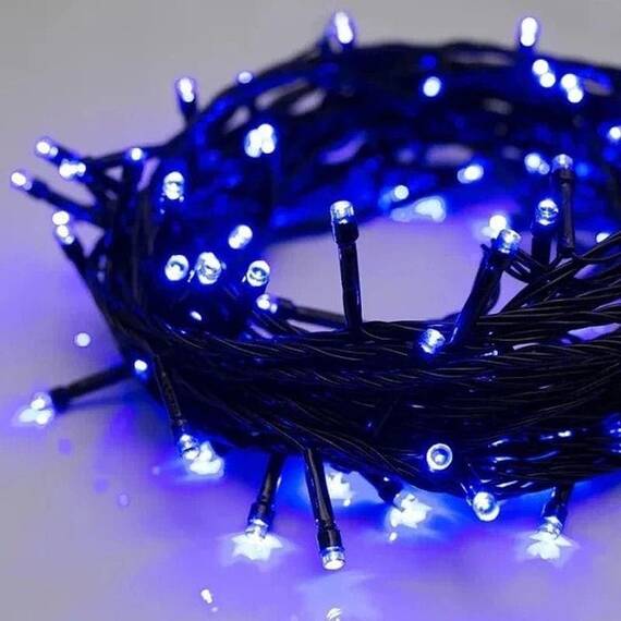 Instalatie luminoasa cu 100 LED-uri, pentru Craciun, tip snur, lungime 8 m, lumina albastra - - Roveli