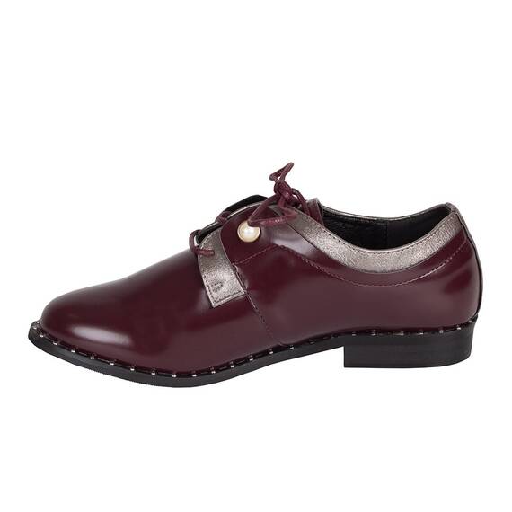 Pantofi de dama cu siret si talpa joasa  A7161-B, Culoare (12): Visiniu, Marime (12): 36 - 2- Roveli