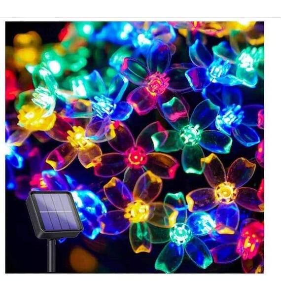 Ghirlanda solara cu bec in forma de floare RGB - 2- Roveli