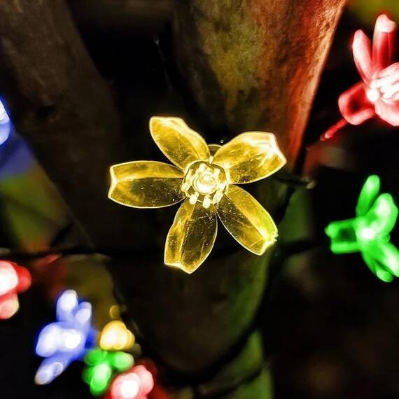 Ghirlanda solara cu bec in forma de floare RGB - 3- Roveli