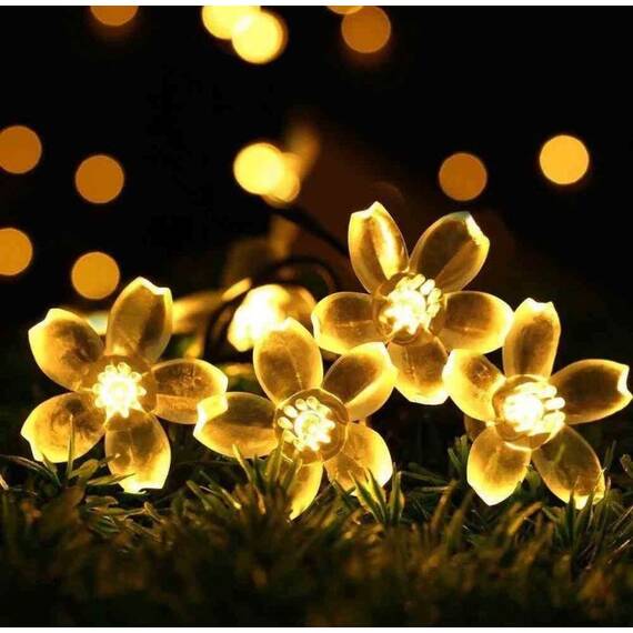 Ghirlanda solara cu bec in forma de floare lumina calda - Set 2 bucati - - Roveli
