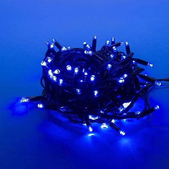 Instalatie luminoasa cu 100 LED-uri, pentru Craciun, tip snur, lungime 8 m, lumina albastra - 10- Roveli
