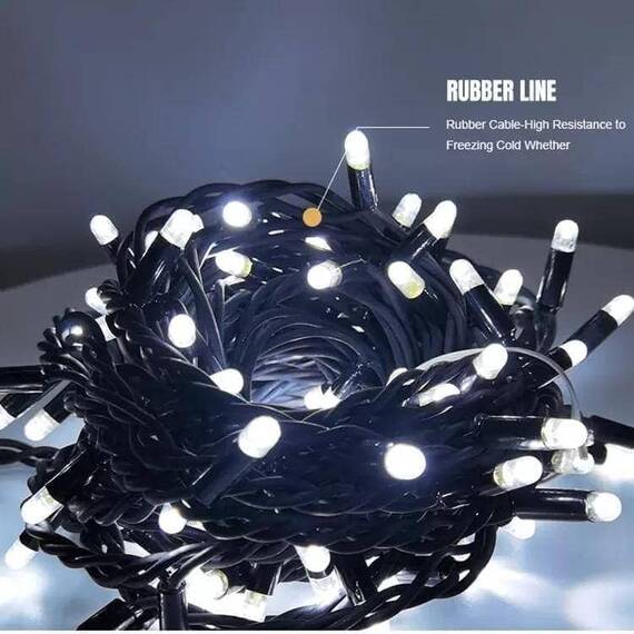 Instalatie luminoasa cu 320 LED-uri, pentru Craciun, tip snur, lungime 25m, lumina alb rece - 5- Roveli