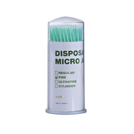 Aplicatoare Microbrush 2,5mm, periute aplicare primer sau remover extensii de gene, 100buc, Culoare (26): verde - fine - - Roveli