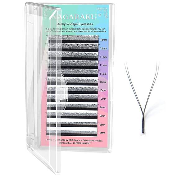 Extensii de gene curbura C Nagaraku 2D YY, extensii gene premium, 16 linii, Grosime (26): 0.07, Lungime (26): mix (8-15) mm - - Roveli