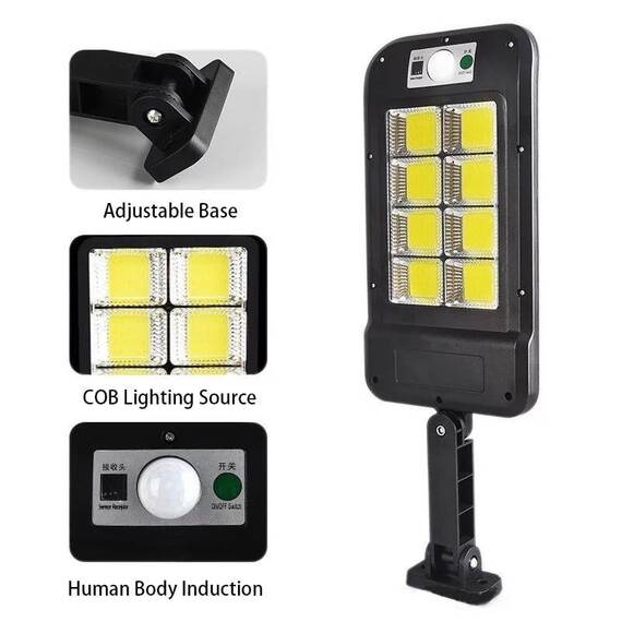 Lampa solara cu acumulator de exterior cu telecomanda 8 LED COB - 3- Roveli