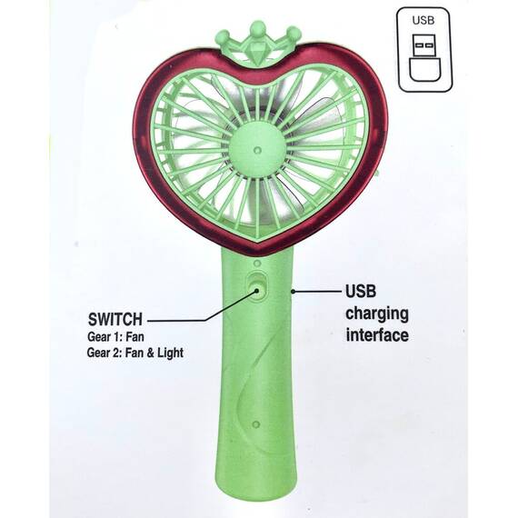 Mini ventilator de mana reincarcabil USB  cu lumina led Printesa - 6- Roveli
