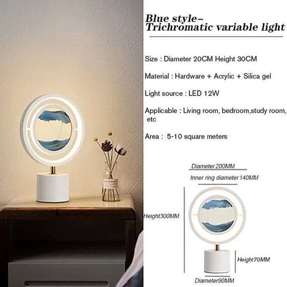 Lampa de masa cu nisip, clepsidra 3D, lumina in 3 tonuri - 17- Roveli