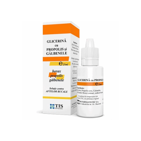Glicerina cu Propolis si Galbenele 25 ml Tis Farmaceutic - - Roveli