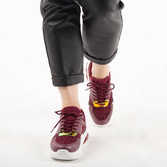 Pantofi de dama sport cu talpa groasa YY-95-W, Culoare (12): Bordo, Marime (12): 38 - 2- Roveli