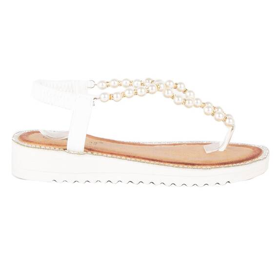 Sandale de dama comode cu perle si strasuri FM846-WHITE, Culoare (12): Alb, Marime (12): 40 - 4- Roveli