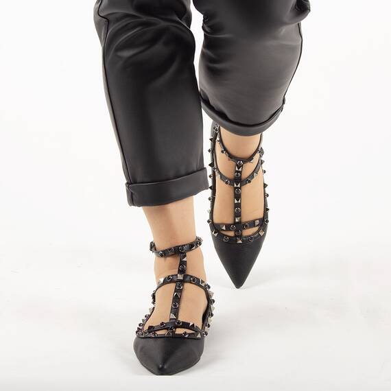 Balerini de dama cu barete YT5512-N, Culoare (12): Negru, Marime (12): 41 - 2- Roveli